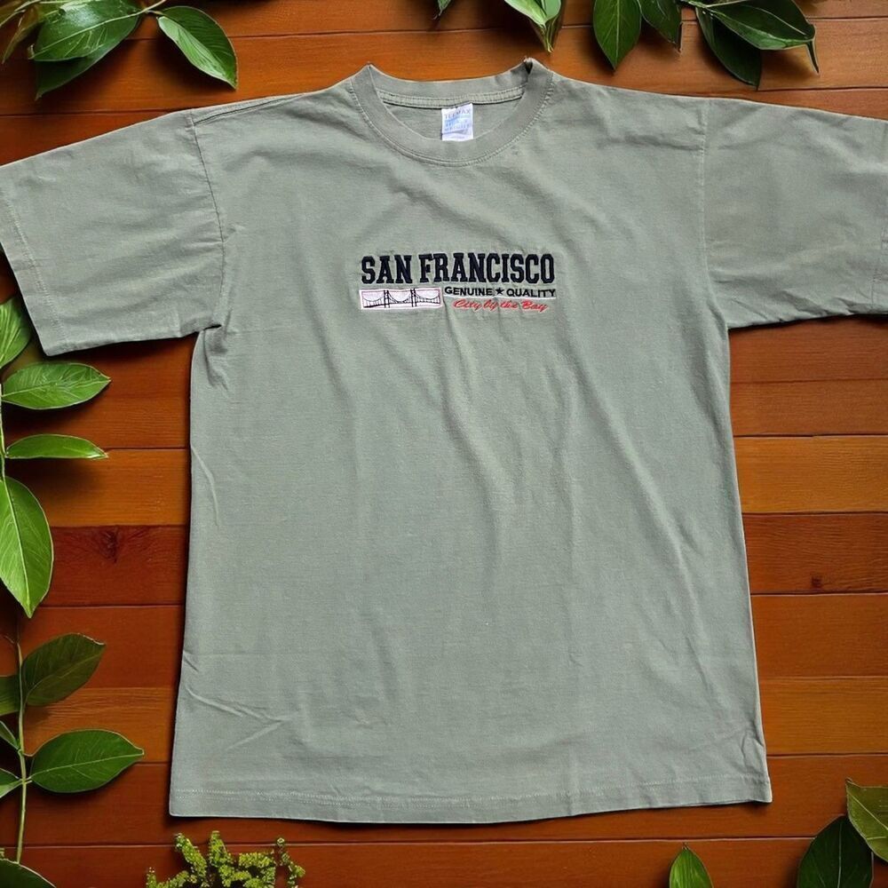 Teemax Vintage 90s Travel San Francisco Embroidered Green T-Shirt Mens Size XL